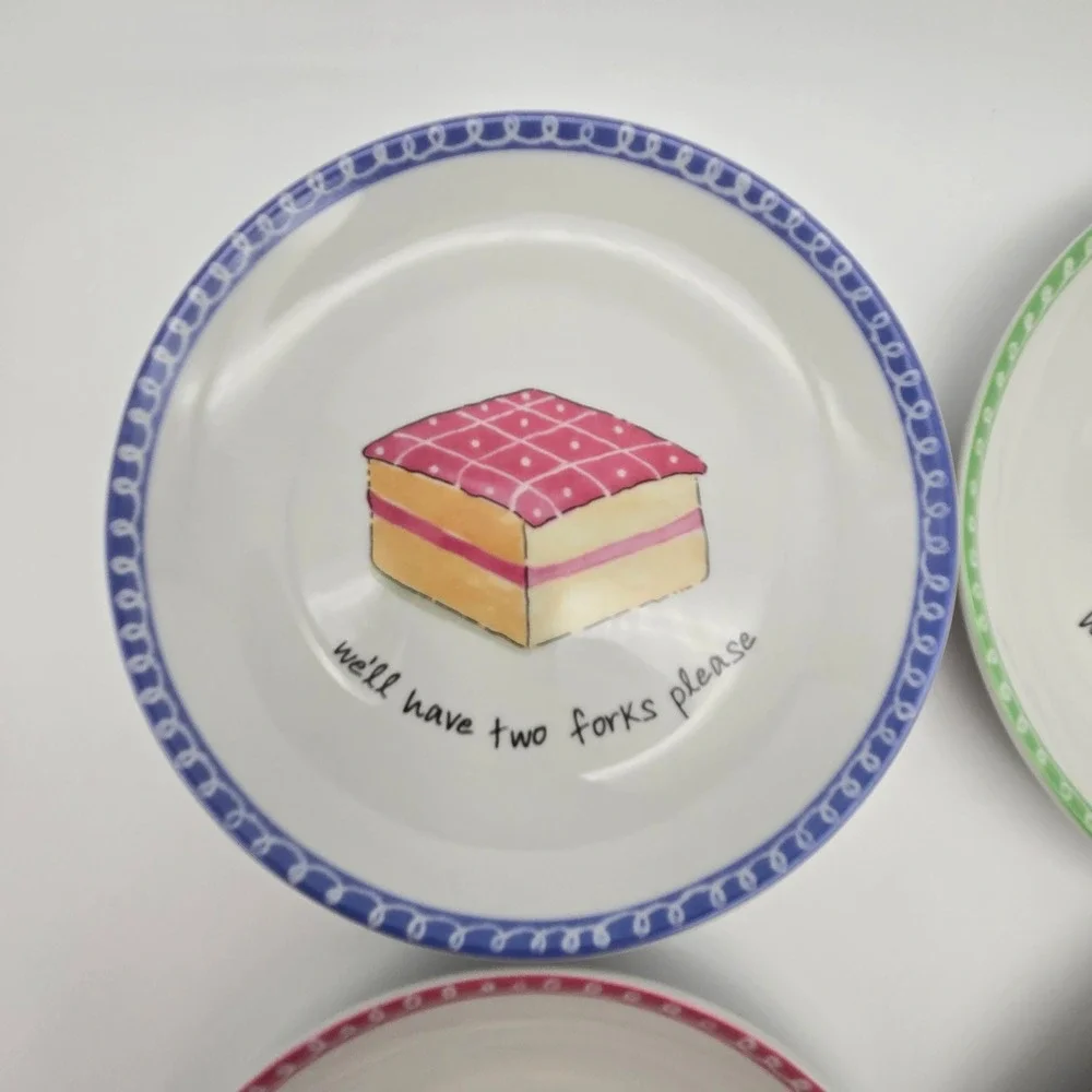 Boston Warehouse Dessert Excuses Plate Set 6.5in Multicolor Cake Kitsch Novelty